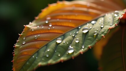 Dew on leaf macro