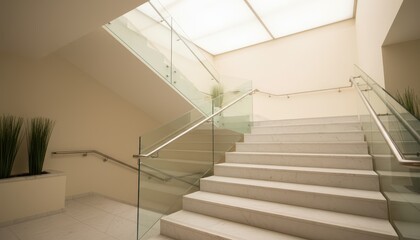 Obraz premium Bright staircase with clean lines and soft light