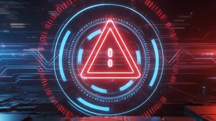 Futuristic hologram warning alert cybersecurity threat visualization - Powered by Adobe