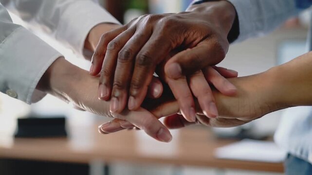 United Hands in Teamwork Showing Strength, Collaboration, and Shared Purpose