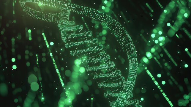 Digital dna helix representing genetic technology and data