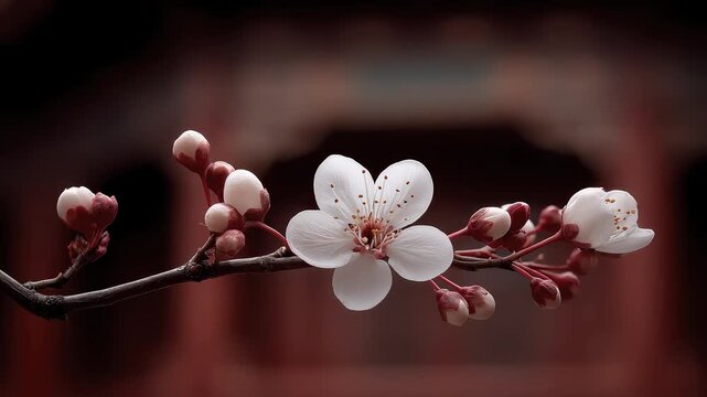 Tang Dynasty Charm: A Pear Blossom in Spring Rain