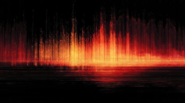 Burning digital sound wave spectrum with reflections