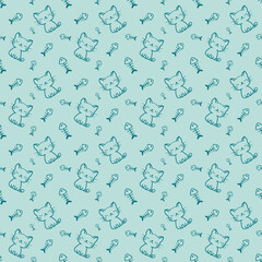 Cute cats seamless pattern