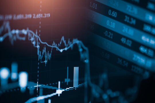 Stock market or forex trading graph and candlestick chart suitable for financial investment concept. Economy trends background for business idea and all art work design. Abstract finance background.
