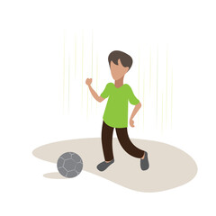 A small boy playing football vector illustration.