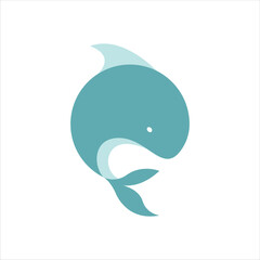Large dolphin fish vector logotype, silhoutte, minimal fish icon logotype vector