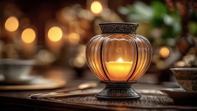 Tang Dynasty Candlelight Dinner Serene Aesthetic Atmosphere