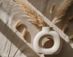 ceramic vase with dried pampas grass