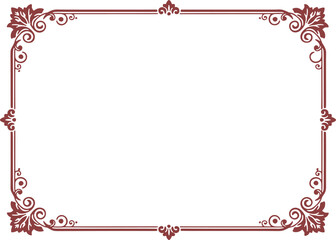 Red Ornamental Frame Vector Border, elegant red ornamental frame vector for certificates and invitations, creating a refined red ornamental frame vector for classic decorative layouts