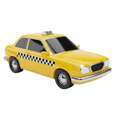 Stylized yellow taxi cab on transparent background