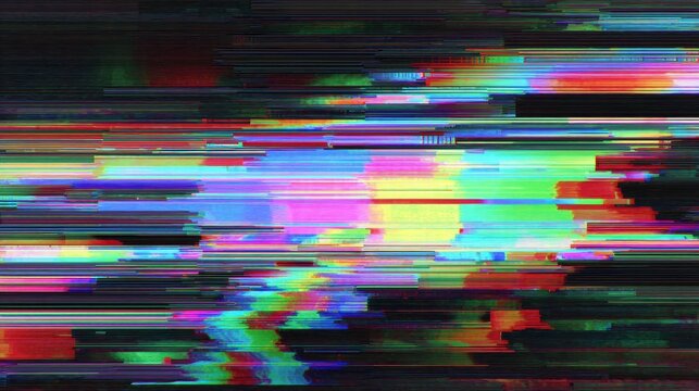Colorful vhs distortion glitch effect with smooth transitions and vibrant hues creating a dynamic visual experience