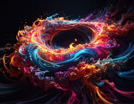 Swirling cosmic colorful vortex with dynamic liquid shapes