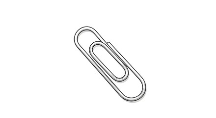 Obraz premium Shiny silver paperclip with a clean, minimal metallic finish, displayed on a white background. Ideal for office, stationery, organization, and document-related themes.