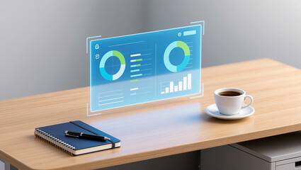 Refreshing coffee break with advanced AI analytics display