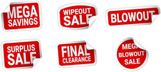 Sales Stickers Vector Bundle Set featuring discount tags, promo labels, price badges, offer icons, and marketing stickers.