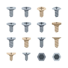 Screw Collection with Various Types and Metal Finishes
