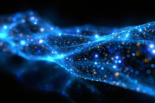 Vivid Digital Flow: An abstract rendering of a flowing, luminous digital wave, exuding energy and technological dynamism. Perfect for illustrating concepts of innovation, connectivity.