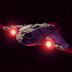 Pixel Art Spaceship Icon Cinematic Rim Light Retro Sci-Fi.