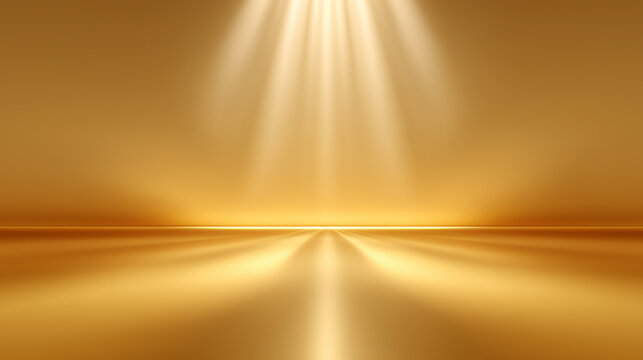 金色のライトが照らす奥行き感のある抽象背景素材
