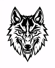 Obraz premium The Artful Wolf Portrait: A bold and striking illustration of a wolf's face, meticulously crafted to capture its fierce and untamed spirit.