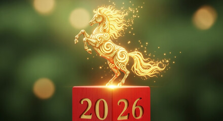 Golden Horse Symbol for 2026, Lunar new year celebration