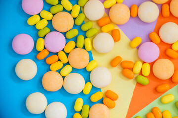 Candy on the colorful background