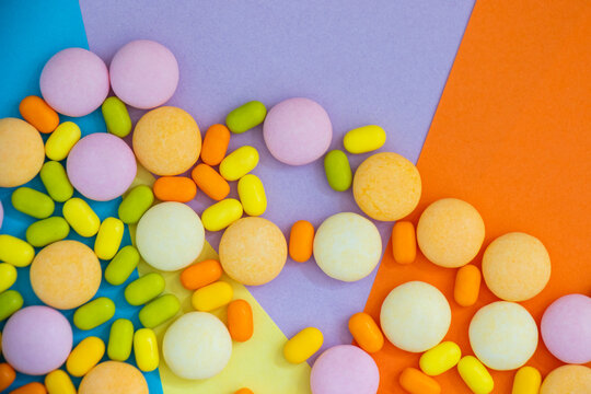 Candy on the colorful background