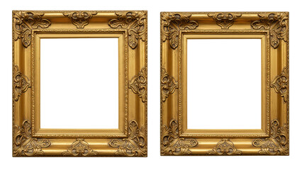 Gold and bronze ornate frame pair showcasing intricate victorian-style decorative carving and classic heritage design.