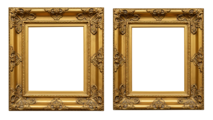 Gold and bronze ornate frame pair showcasing intricate victorian-style decorative carving and classic heritage design.