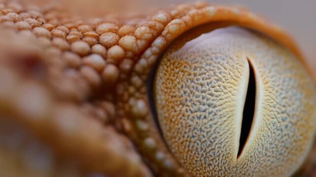 An extreme close up of a gecko eye with its complex texture and vertical pupil in sharp focus concept of animal adaptation and perception