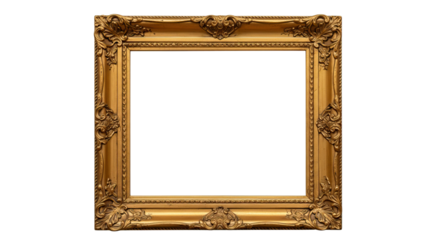Single gold frame with strong baroque-style sculpting and deep antique-inspired detail, creating a bold, historic, classic piece.