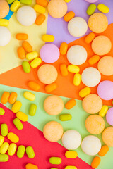 Candy on the colorful background