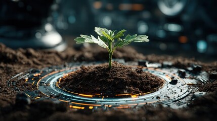 Monitoring seedling growth in high-tech environment with advanced technology and futuristic tools