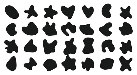 Abstract irregular blob set with soft curves, wavy organic patterns, and rounded liquid shapes