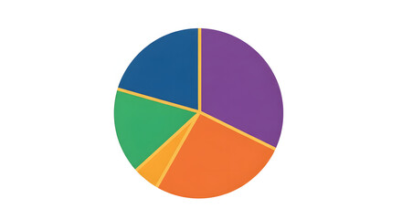 Colorful Pie Chart Data Visualization on White Background, Business Infographic Element