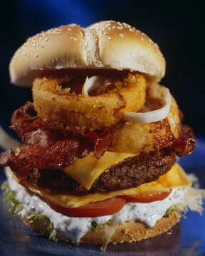 Crispy Smash Burger with Onion Rings