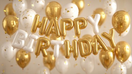 Celebrate with joy at a birthday party featuring a golden and white banner that adds sparkle to the festivities for family and friends