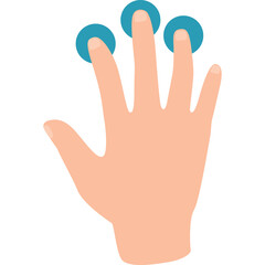 Human hand with three fingers touching a screen with blue circles on a transparent background showcasing digital interaction and technology concept