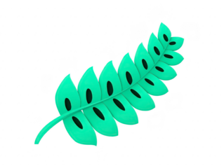 Green leaf illustration botanical design flat style isolated on transparent background nature element fresh decorative simple modern eco friendly calm and peaceful