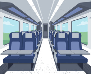 Clean Modern Train Interior Passenger Seat Transportation Illustration