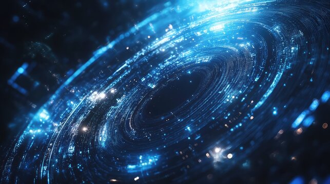 Digital data network swirling blue light technology