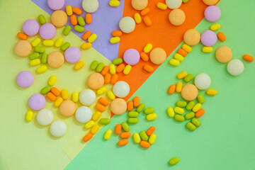 Candy on the colorful background
