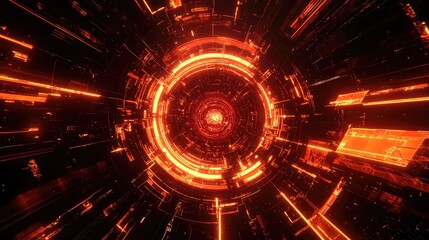 Futuristic digital data tunnel moving at high speed