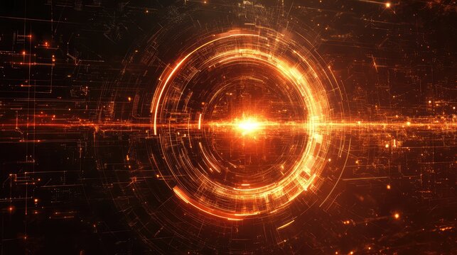 Digital data network connecting circles and glowing lines