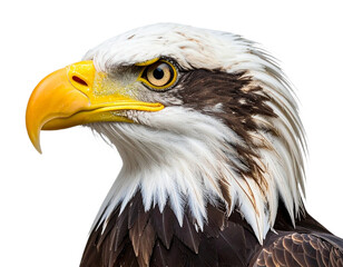 Obraz premium Bald Eagle Head Profile isolated on white background, transparent PNG