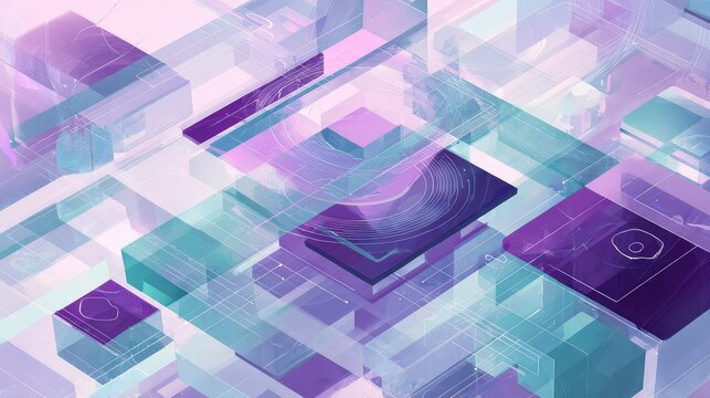 Abstract technology creating floating geometric cube structures