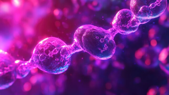 Microscopic cells forming dna helix structure in magenta