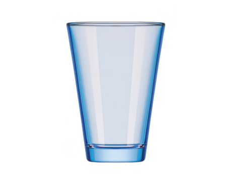 Blue glass transparent empty tall clean modern minimalist reflective cylindrical isolated Blue glass with transparent empty tall and clean design featuring modern minimalist style and reflective