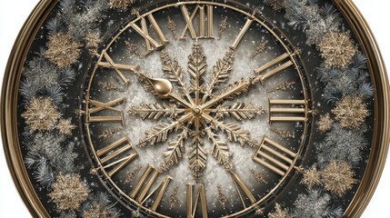new years eve clock with snowflake wreath border